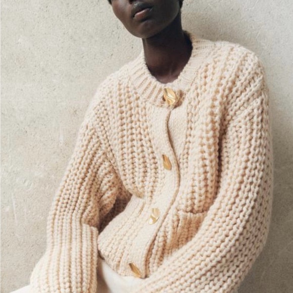 Zara Sweaters - Zara Cream Chunky Knit Cardigan